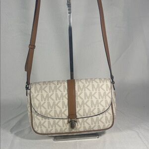 Michael Kors Cream and Tan Crossbody Bag